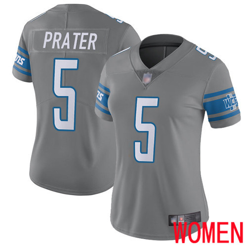 Detroit Lions Limited Steel Women Matt Prater Jersey NFL Football #5 Rush Vapor Untouchable->youth nfl jersey->Youth Jersey